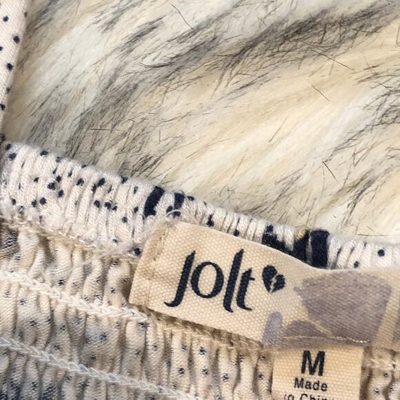 Nordstrom Jolt Smocked White Floral Print Flowy Shirt - Picture 7 of 9